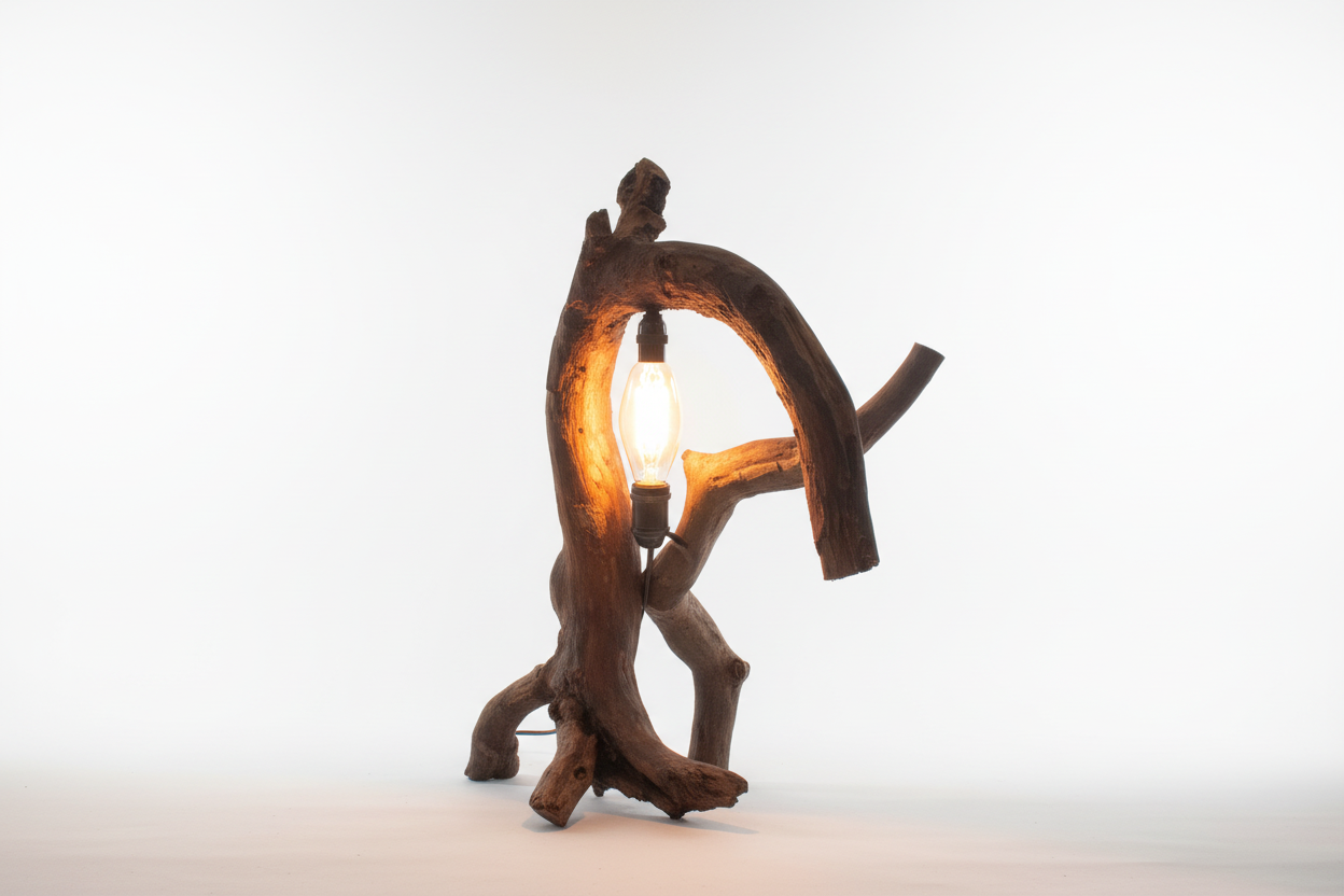 Lámpara de raíz de pino Arco - Encendida